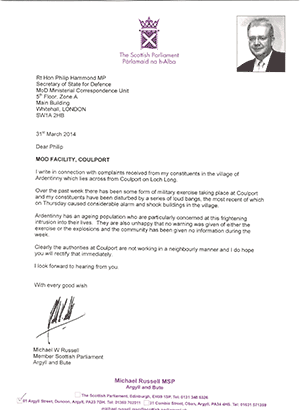 Coulport blasts: MSP letter to UK Defence Minister