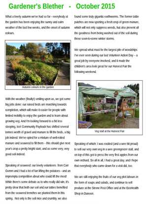 Gardener's Blether - October 2015